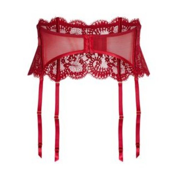 City Chic Clementine Lace Garter Belt in Red XS/14 - Picture 3 of 12